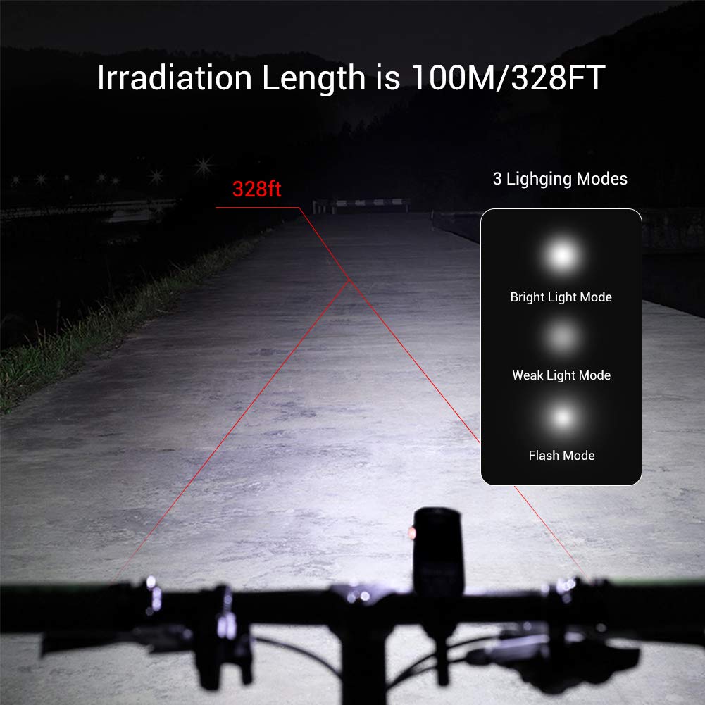 Lypulight luz Bicicleta, Luz Delantera de Bicicleta Recargable USB, luz de Ciclismo con Soporte para teléfono, Banco de alimentación de Carga USB y bocina de Alto decibelio (Cable USB Incluido)