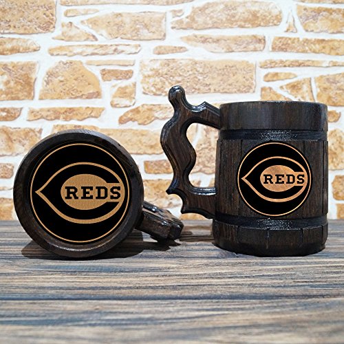 Cincinnati Reds Beer Mug, Baseball Wooden Beer Stein, Sport Gift, Personalized Beer Stein, Cincinnati Reds Tankard, Custom Gift for Men, Gift for Him