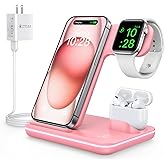 WAITIEE Wireless Charger 3 in 1, 15W Fast Charging Station for Apple Watch 9/8/Ultra 2/Ultra/SE/7/6/5/4/3/2, for AirPods 3/2/