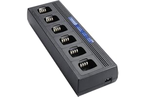 Commountain Six Unit Charger Compatible for Motorola Radios CP185 CP100D and Batteries PMNN4476 PMNN4080 PMNN4081 PMNN4082, Multi Gang Charger with Temperature Management, Replace PMLN6597 PMLN6597A