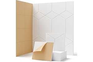 SOUNDSBAY Sound Proof Foam Panels for Walls Self Adhesive, 12 Pack Soundproof Wall Panels, 12" X 10" X 0.4" Acoustic Panels High Density Sound Absorbing Panel for Door, Reccording Studio, Ceiling, White