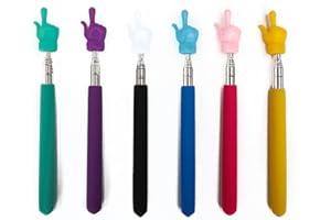 FEPIBUR 6 Pcs Telescopic Teachers Pointer Finger Pointer Stick Classroom and Demonstration Pointer for Elementary School Kindergarte, 6 Colors(Black, Pink, Purple, Yellow, Blue, Green)