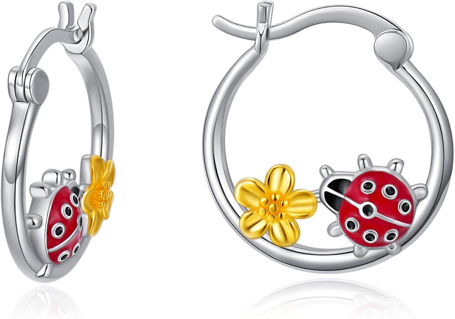 Ladybug Earrings 925 Sterling Silver Stud Earrings for Women Small