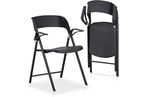 KAIHAOWIN 2 Pack Plastic Folding Chair with Armrest, Heavy Duty Foldable Chairs with Steel Frame Commercial Stackable Guest C