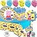 Peppa Pig Birthday Party Pack for 16 with Plates, Napkins, Cups, Table Cover, Candles, Stickers and Exclusive Birthday Pin