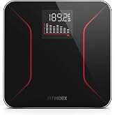 FITINDEX Bathroom Scale for Body Weight, Highly Accurate Digital Weighing Scale with Large LCD Display, Transparent and Slim Tempered Glass, 400 lbs,7-Day Weight Trend