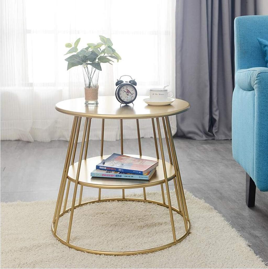 Amazon Com Coffee Table Iron Table Modern Small Apartment Living Room Sofa Bedroom Bedside Table Round Table Color Yellow Size 47cm Home Kitchen