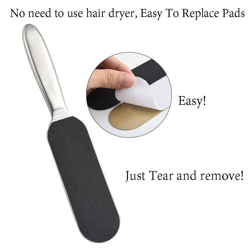 Colossal Rasp Foot File and Callus Remover With Replaceable Paddle, Metal Foot Care Pedicure to Remove Hard Skin, Coarse/Fine Double Side Reusable Pads, Premium Grade Stainless Steel Feet Scrubber : Beauty