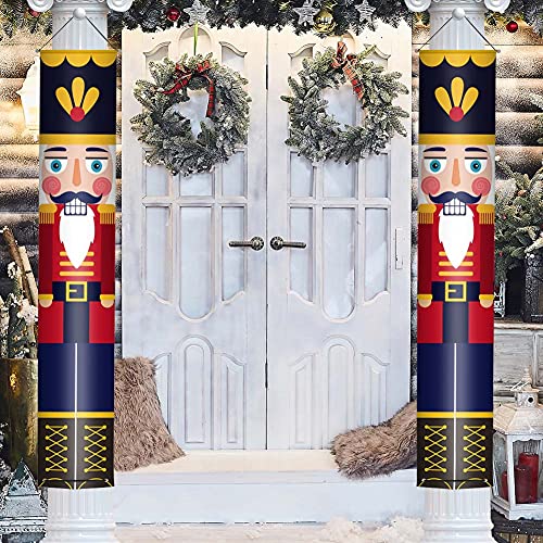 AMOR PRESENT Nutcracker Banner, Nutcracker Christmas Decorations Life Size Nutcracker Porch Sign for Indoor Outdoor Yard Garden Christmas Party Decoration