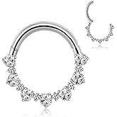 MOQIKAKA 16G G23 Titanium Septum Rings: CZ Nose Ring Hoops, Helix Cartilage Clicker Hoop Earrings, Rook Daith Tragus Piercing Rings for Women Men