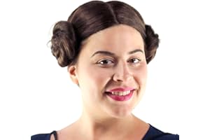 City Costume Wigs Brown Braided Princess Wig | Braided Star Princess Buns Wig for Adults