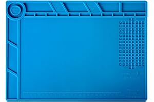 Kaisi S-140 Magnetic Insulation Silicone Soldering Mat Magnetic Repair Mat, Heat Resistant Work Mat 932°F for Repair Electronics, Phone, Soldering Iron, Gun, BGA, Workbench, Size: 13.8 x 9.8 inch