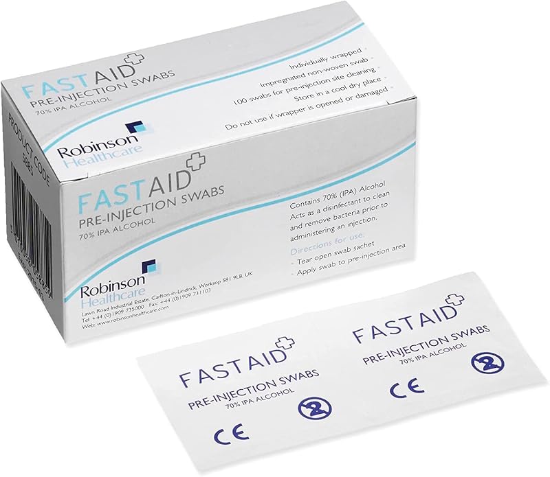 FASTAID Pre-Injection Alco Swabs 70% Isopropyl Alcohol Individually Wrapped