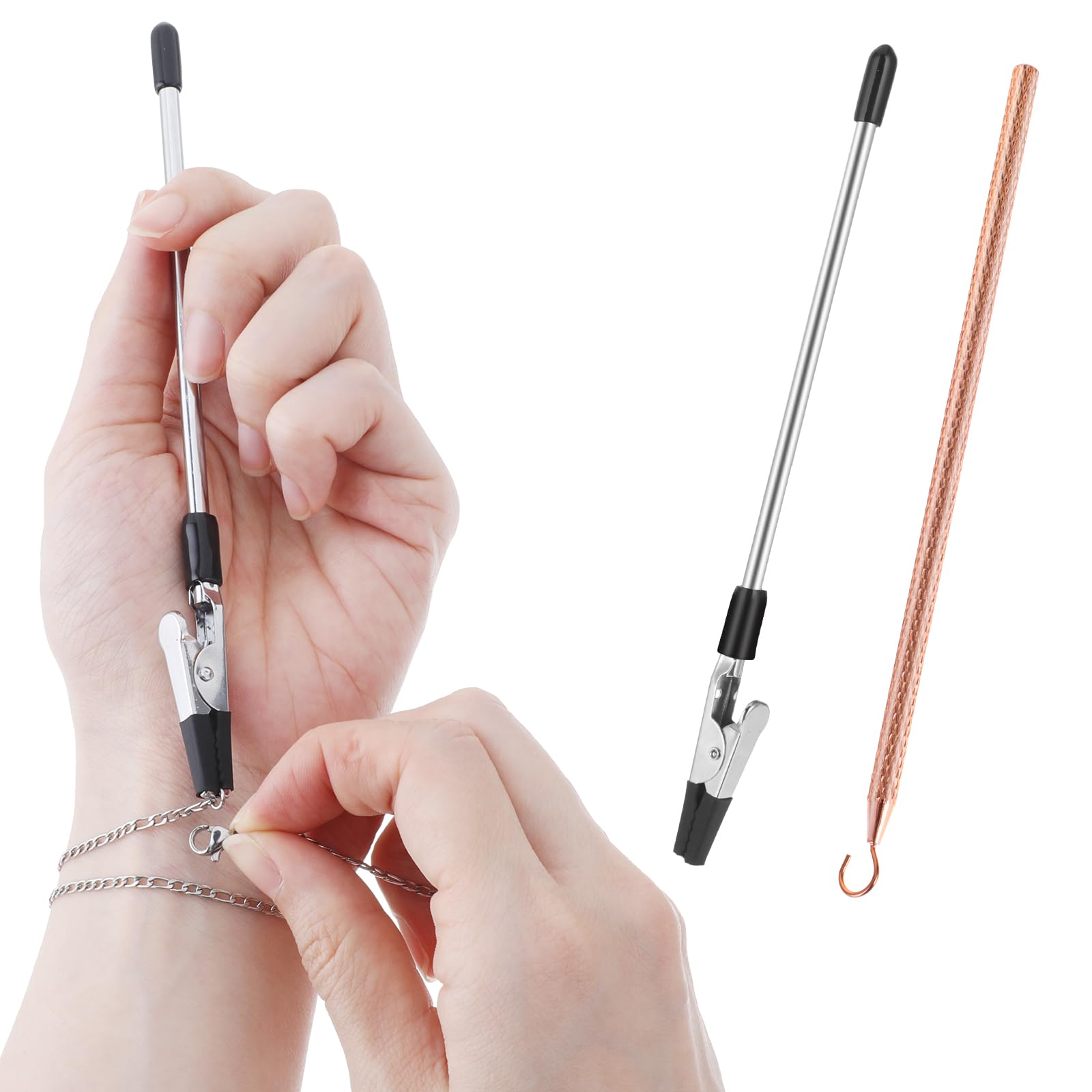 2PCS Bracelet Helper Hook Tool Stainless Wearing Assistance Tool Aid Jewelry Quick Wear and Removal Metal Hook Equipment for Bracelet Necklace Watch Clasps Zippers Closures Clasps