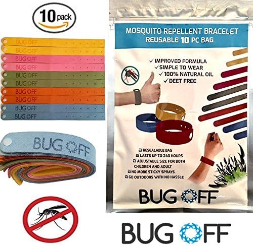 BUG OFF Mosquito Repellent Bracelet Family (10-Pack) Bundle - Deet-Free Wrist Bands with Natural Essential Citronella, Lavender Oil - Indoor and Outdoor Insect Deterrent, SAFE for Kids/Babies/Toddlers