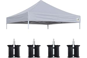 Eurmax USA New 10x10 Pop Up Canopy Replacement Canopy Tent Top Cover, Instant Canopy Top Cover ONLY, Choose 30 Colors,Bonus 4PC Pack Canopy Weight Bag (Gray)