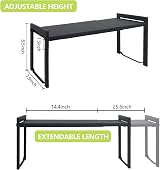 Goodsnetic Expandable Cabinet Shelf 13.8-26 in Black Heavy-Duty 22LBS view 3