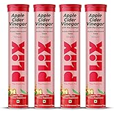 PLIX - THE PLANT FIX Apple Cider Vinegar 15 Effervescent Tablet, ACV with Mother for Weight Loss and Easy Digestion, Vitamin B6 & B12, Pack of 4 (Apple), 100% Vegan, Easy to Carry & Consume
