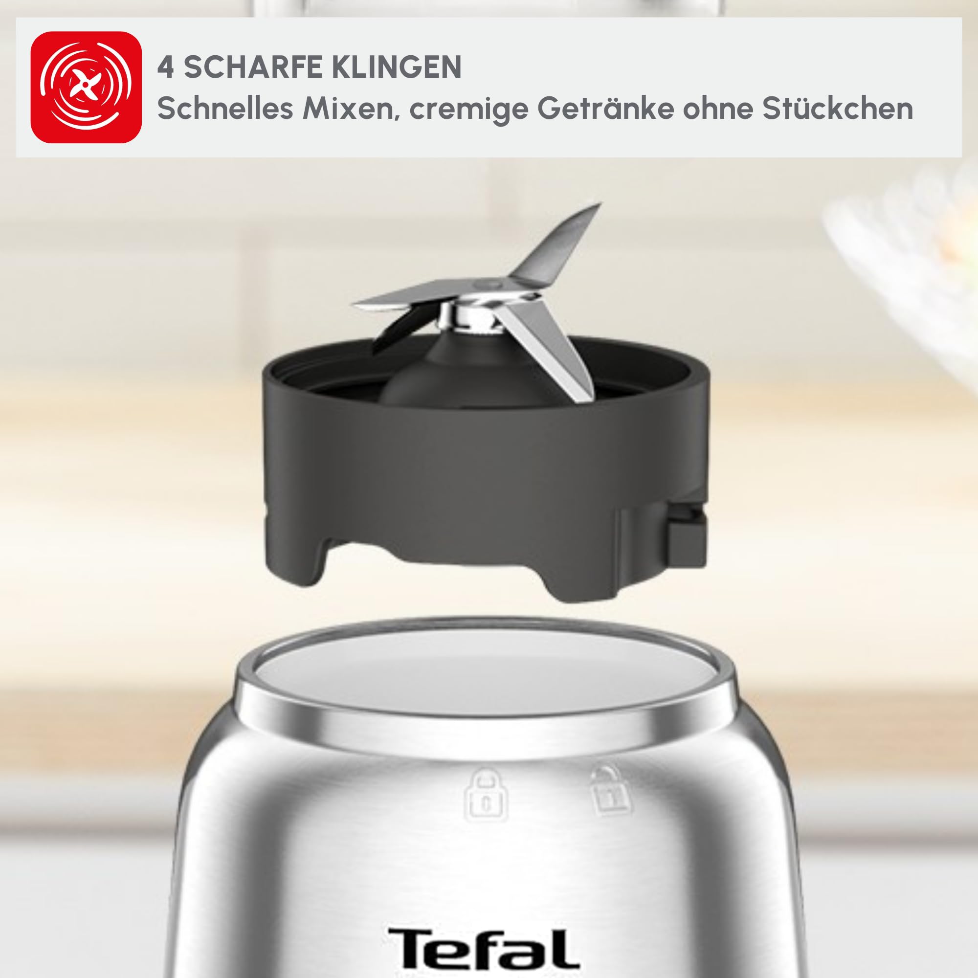 Tefal Mix und Move Mini-Standmixer, 300 Watt, 2 Flaschen To-Go in Premium Tritan, kompaktes Design, einfach zu reinigen, abnehmbare Klingen, Einknopfbedienung, Silber/Grau, BL15FD 7