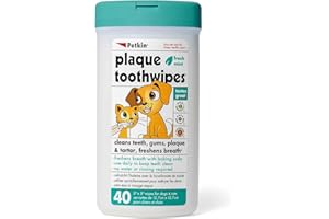 Petkin Cat and Dog Dental Wipes, 40 Wipes (Fresh Mint) - Natural Formula Cleans Teeth, Gums & Freshens Breath - for Daily Use - Convenient Dog Dental Care - 1 Pack of 40 Wipes