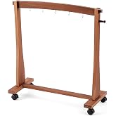 Ripeng Gong Chimes Wood Stand for 28" to 32" Gongs with Base for 1 Gong or 5 Chimes Wood Drum Stand with Brake Pulley for Sound Therapy and Meditation(Brown, Style A)