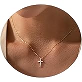Collner Cross Necklace for Women 14K Gold Filled Cross Necklace Pendant Dainty Choker Necklace for Women Trendy Jewelry Gifts for Women