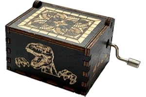 storcfe Black Music Box Wooden for Jurassic, Mini Hand-Cranked Engraved Wooden Music Box Gifts for Valentine's Day/New Year/Birthday, Anime Gifts for Family/Friends/Kids/Girlfriend/Boyfriend