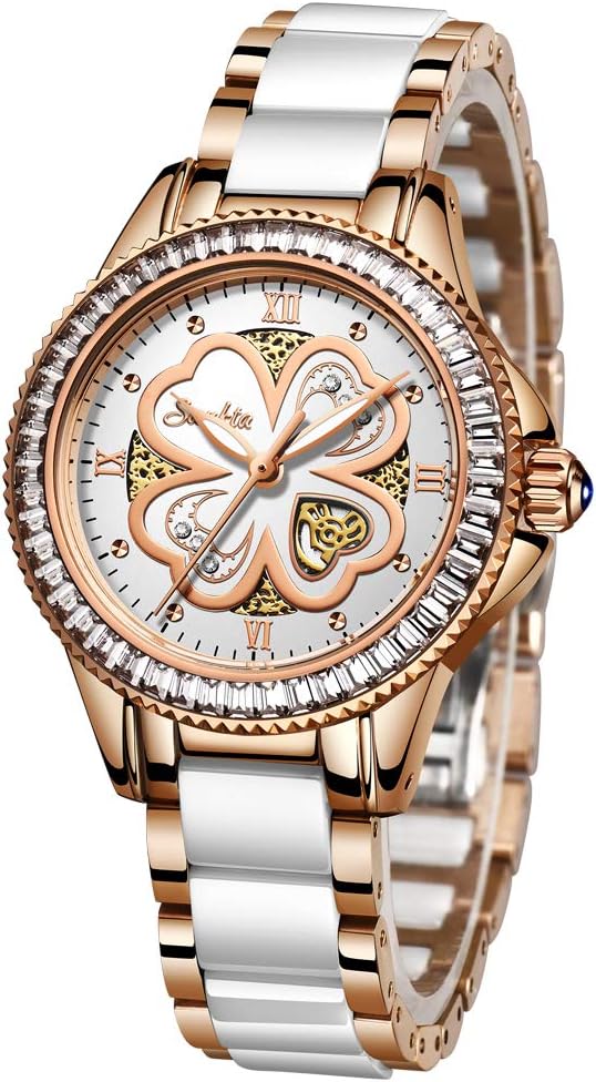 Women's Watches Stainless Steel Waterproof Ceramic Fashion Sports Rose Gold White Wrist Watches Women Bracelet