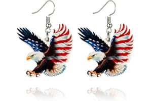 MALOYANVE American Flag Earrings for Women Unique Handmade Red White Blue USA Flag Dangle Drop Earrings 4th of July Independence Memorial Day Patriotic Stud Earrings Party Favor Decor Jewelry Gifts