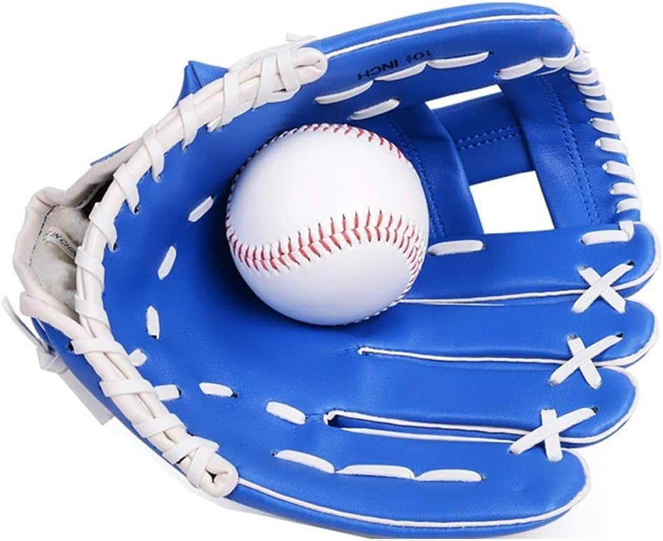 Voker Baseball Gloves Sports Batting Gloves with Soft Solid PU Leather Thickening Pitcher Softball Gloves for Child/Teens/Adult Professional Baseball Mitt for Catching-Blue