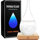 Valentines Day Gifts for Him,Storm Glass Weather Predictor, Glass Sphere with Wood Base, Home Decoration Snow Globe, Storm Glass Weather Forecast Weather Station Unique Gifts for Him