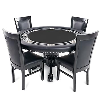 Bbo Poker Nighthawk Poker Table For 8 Players With Speed Cloth Playing Surface 55 Inch Round Includes 4 Dining Or Lounge Chairs
