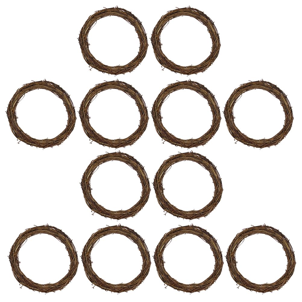 Happyyami 10Pcs Natural Rattan Wreath 4.3 Inch Rustic Grapevine Rings for Christmas Diy Decoration Wedding Party Supplies