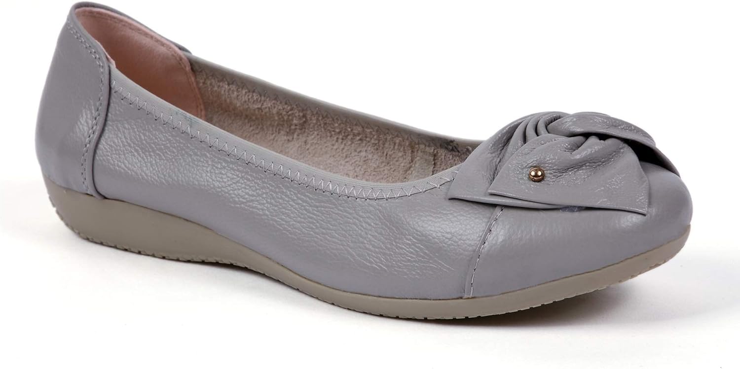 VenusCelia Women's Bows Dance Flat Shoe (7.5 N US, Grey