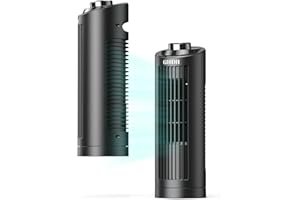 GRIDR Tower Fan for Bedroom (2025 New), Quiet Safe Bladeless with 3 Speeds, Portable Desk Fan with 80° Oscillation, Fast Cooling, Space-Saving, 13" Table Fan for Home Desktop Office kitchen Yoga