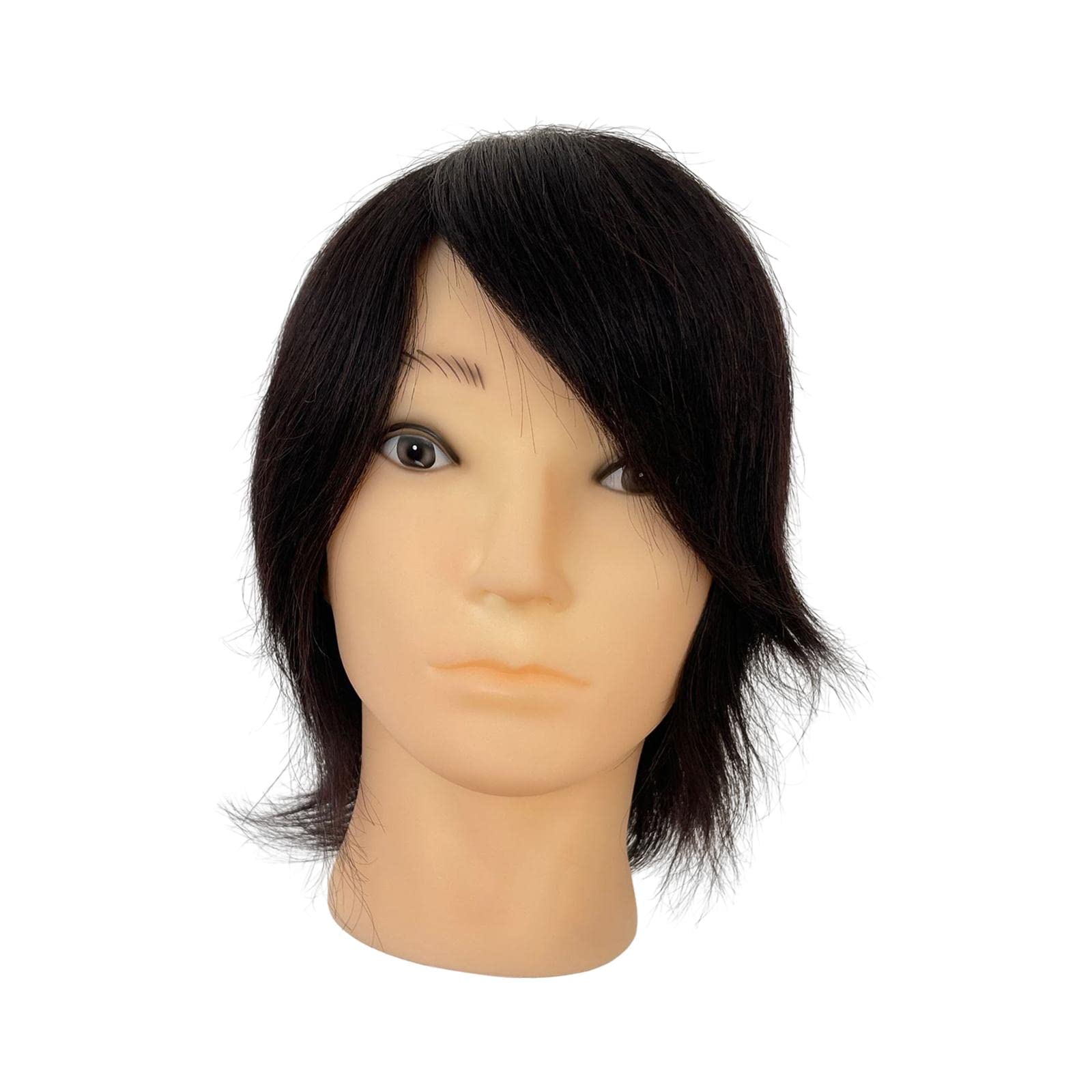 Man Hair Mannequin Training Head Hairdressing Hair Styling Real Hair Reusable 3D Manikin Head Model for Curly Fine Cutting DIY