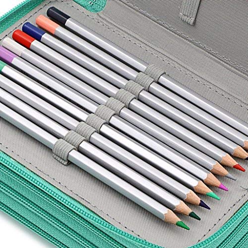Buntstifte Federmäppchen, Morkia 72 PU Leder Mäppchen Stationary Pouch für Prismacolor Aquarellstifte, Crayola Buntstifte, Marco Buntstifte, Polychromos Buntstifte(Grün)