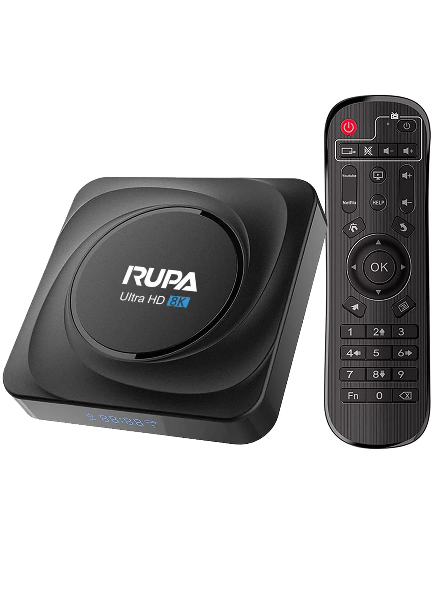RUPA Android TV Box, Smart TV Box Android 11.0 4GB RAM 32GB ROM RK3566 Quad Core Cortex-A53 CPU Support 2.4G/5.8G WiFi BT 4.0 USB 3.0 1000M Ethernet 3D 8K 6K 4K HD Android Box