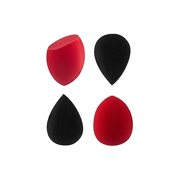 PAC Mini Sponge Set (Water Drop, Egg, Cut Egg) (Red, Black) (4 Pc)