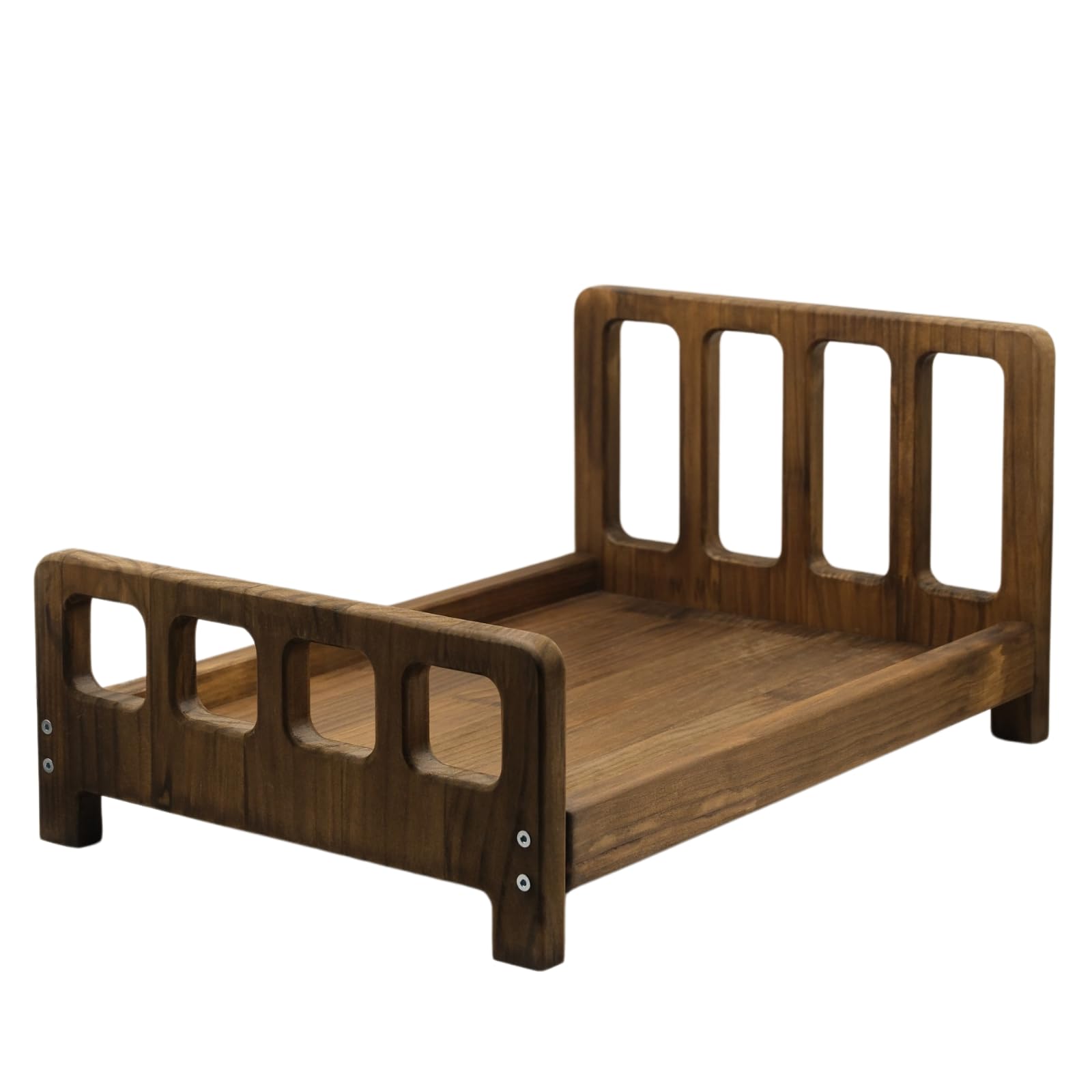 Photo 1 of Newborn Photography Props Bed Prop Brown – Rustic Mini Wooden Bed for Baby Photography, Infant Photoshoot Posing Prop for Newborn Sessions