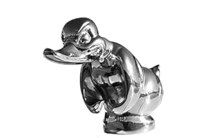 3D Chromed Angry Duck Hood Ornament, Car Emblem Convoy Hood Ornaments, Silver Finish Figure for Auto Exterior, Unique Tableto