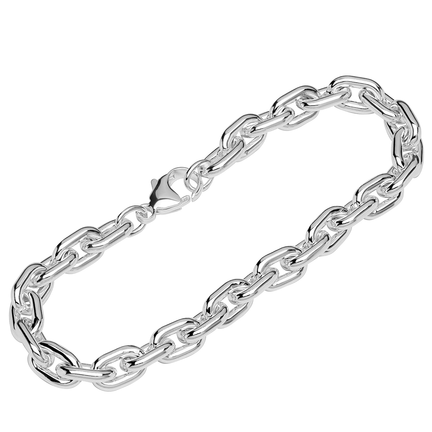 NKlaus bracelet 925 Sterling Silver 22cm long anchorchain round men bracelet exquisite 12311