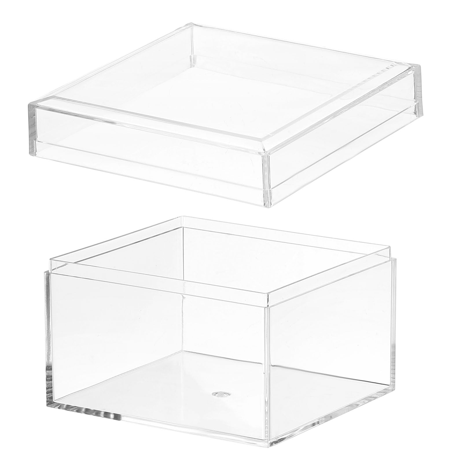Photo 1 of PATIKIL Acrylic Box with Lid 3.15" x 3.15" x 2.36", Clear Acrylic Display Boxes Plastic Square Cube Containers Storage Organizer for Candy Tiny Jewelry Artwork Display