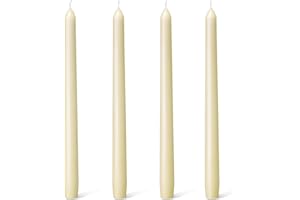 Everymoment Ivory Taper Candles - 4 Pack 10 Inch Candlesticks - Dripless & Smokeless Tapered Candle 8 Hours Unscented Cream Candle Sticks - Perfect for Wedding Holiday Dinner Party Home Decor