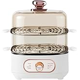 2 IN 1 Electric Hot Pot with 10.5L 2-Tier 8 Modes Food Steamers Vegetable Steamers with Boil Dry Protection 1200W White (Stai