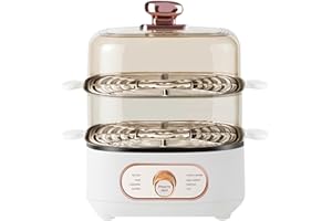 2 IN 1 Electric Hot Pot with 10.5L 2-Tier 8 Modes Food Steamers Vegetable Steamers with Boil Dry Protection 1200W White (Stai