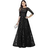 WarmTide Mother of The Bride Dresses - Lace Appliques Whith 3/4 Sleeve Scoop Neck Foraml Evening Dress for Women