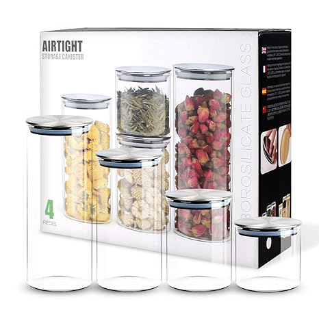 Amazon Com Airtight Glass Food Storage Canisters Set Of 4