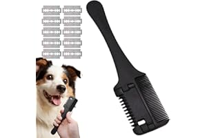 Dog Cat Deshedding Brush - 2 In 1 Animal Grooming Razor, Long Short Haired Pet Comb | Professional Blade Mat Removal Tool, Sa