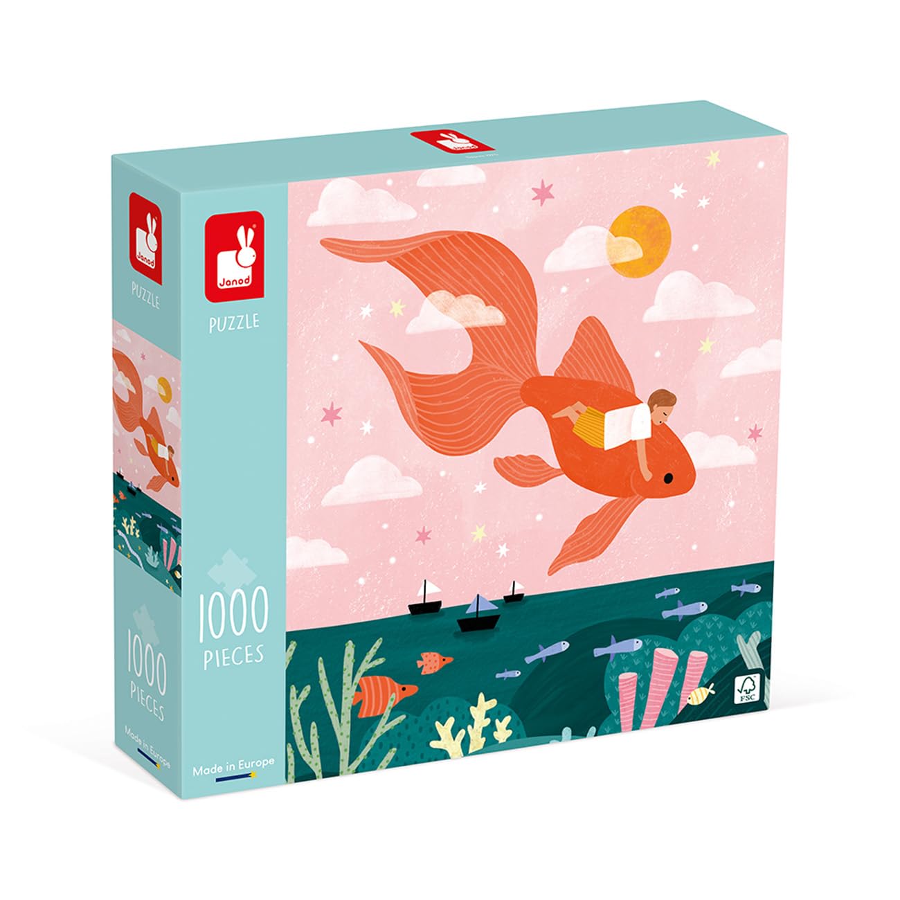 Janod - 1000-Piece Puzzle - Sea Dream - Suitable for Adults, Teens & Kids - Develops Patience and Dexterity - Made in Europe & FSC-Certified - 10 Years +, J02523